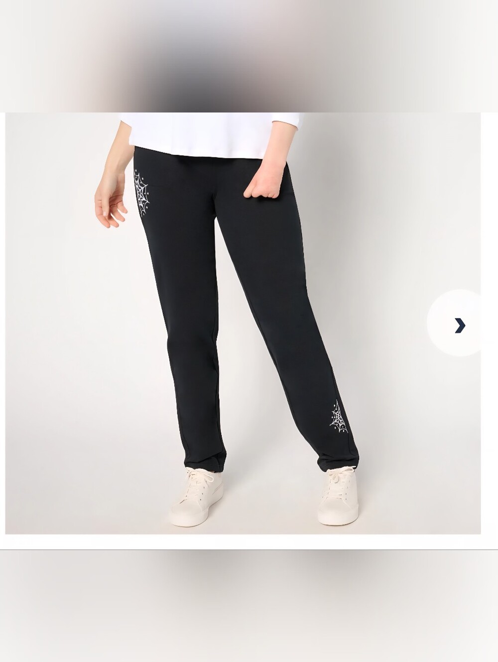 Quacker Factory Pull Up Black Pants Size XS spider Web Halloween Goth Punk Witch - Picture 1 of 8